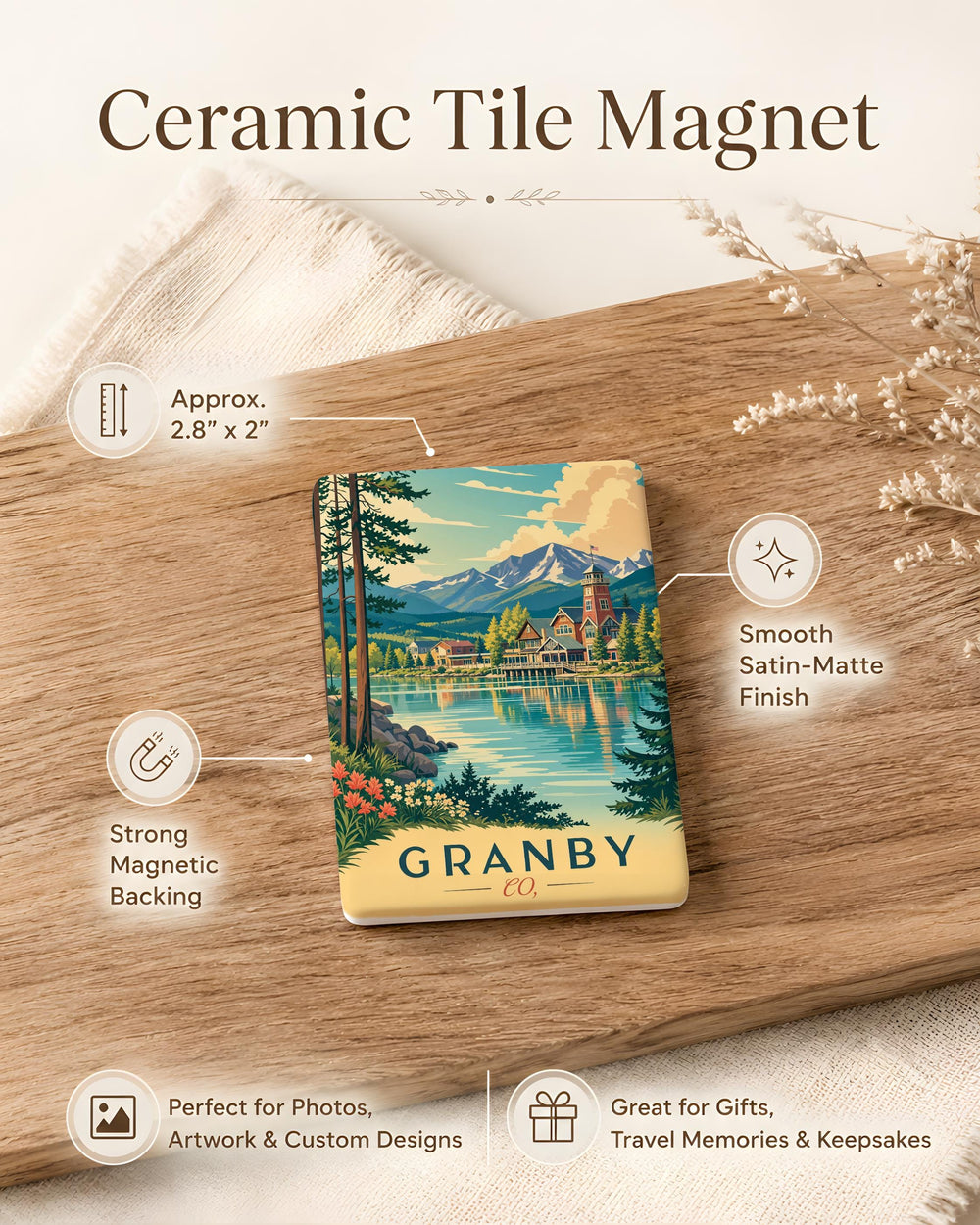 Granby Colorado Fridge Magnet, Granby CO Souvenir Magnet, Colorado Mountain Town Travel Gift, Rocky Mountain Keepsake Magnet