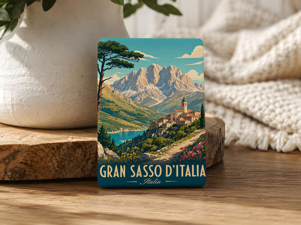 Gran Sasso d'Italia Fridge Magnet, Italy Mountain Peak Souvenir Magnet, Abruzzo Apennines Travel Keepsake Magnet
