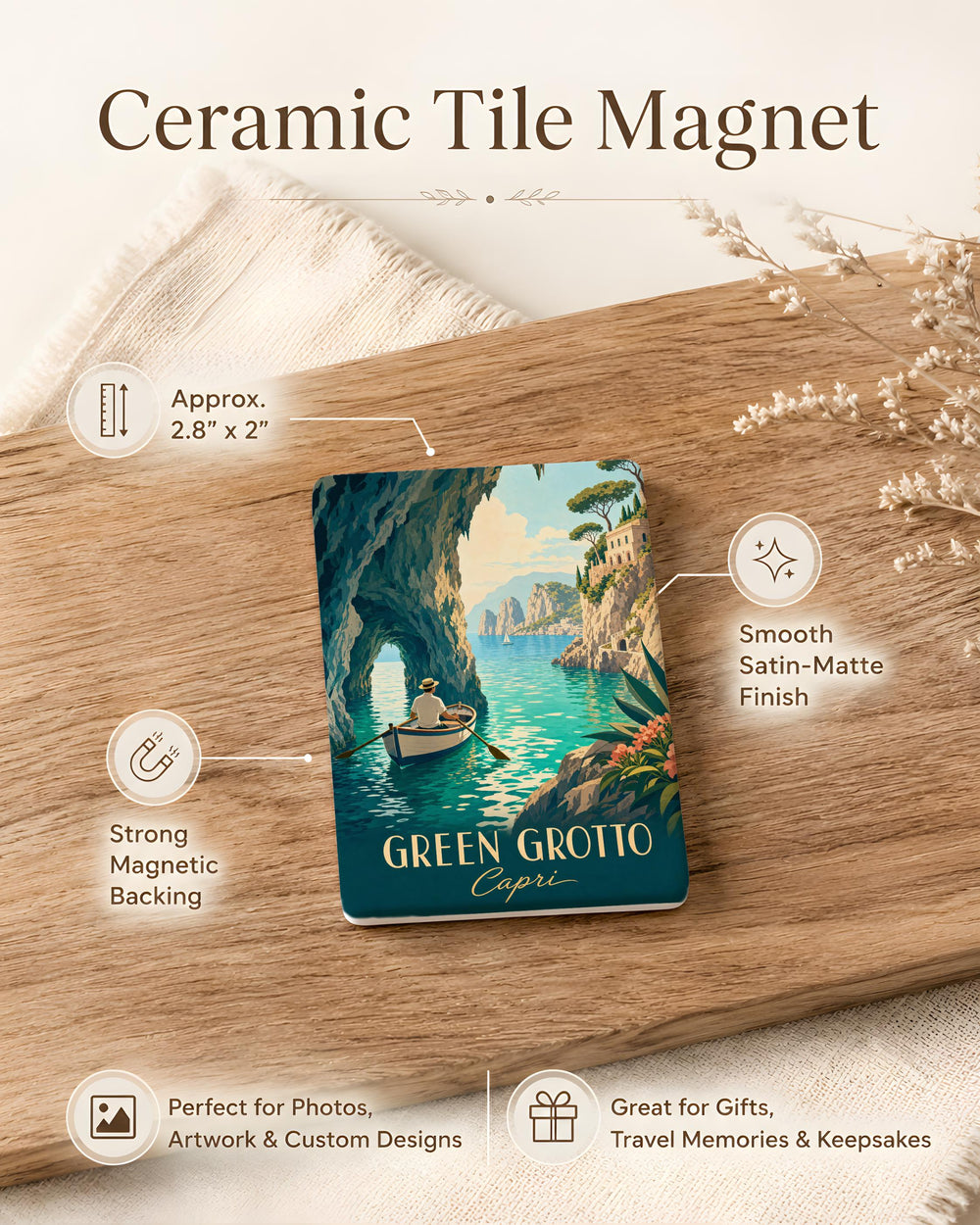 Green Grotto Capri Fridge Magnet, Capri Italy Sea Cave Souvenir Magnet, Blue Grotto Island Travel Keepsake Magnet