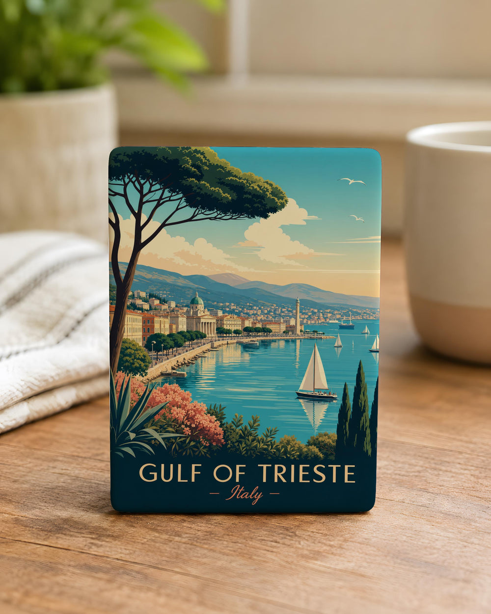 Gulf of Trieste Fridge Magnet, Trieste Italy Souvenir Magnet, Adriatic Sea Coastal Landmark Travel Gift