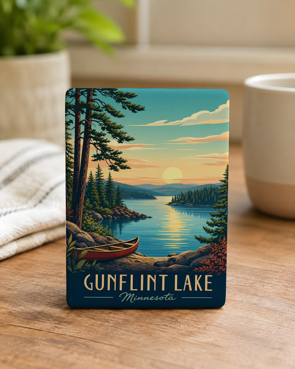 Gunflint Lake Fridge Magnet, Minnesota North Shore Souvenir, Boundary Waters Canoe Country Travel Keepsake