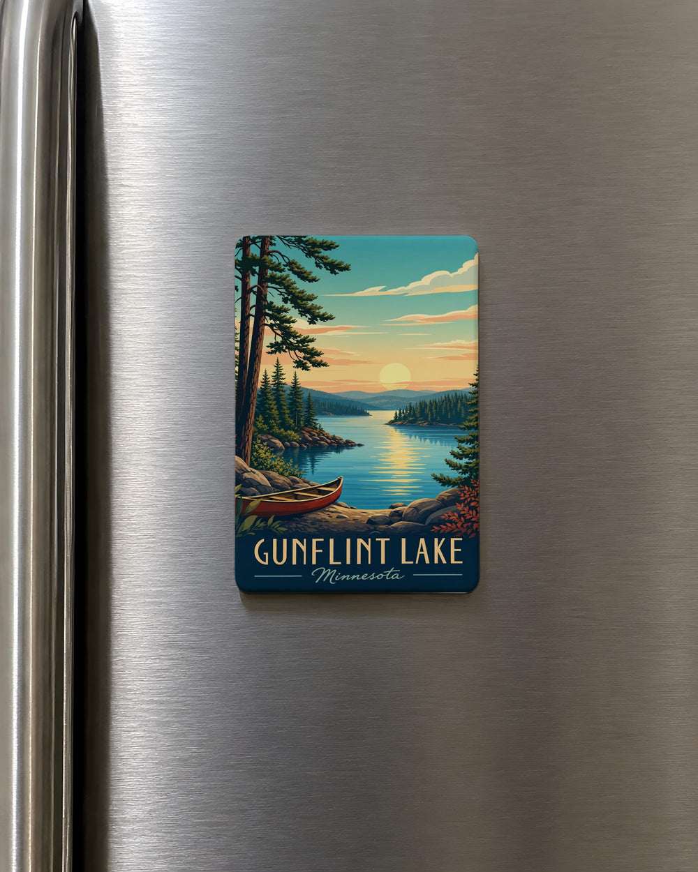 Gunflint Lake Fridge Magnet, Minnesota North Shore Souvenir, Boundary Waters Canoe Country Travel Keepsake