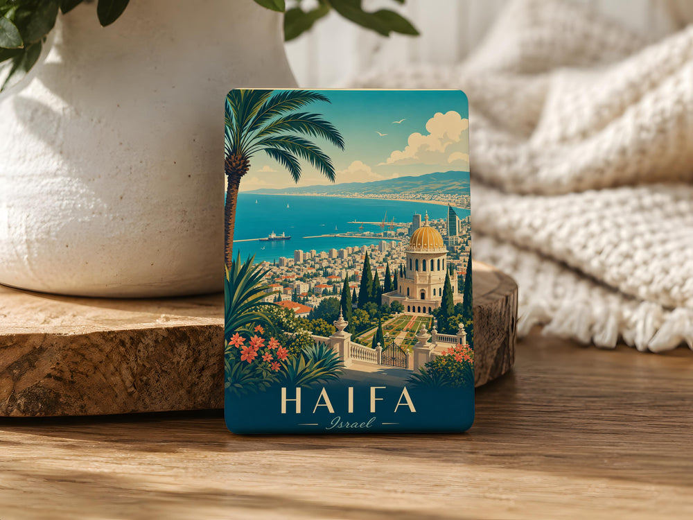 Haifa Israel Fridge Magnet, Haifa Souvenir Magnet, Israel Travel Gift, Haifa City Landmark Keepsake, Holy Land Magnet