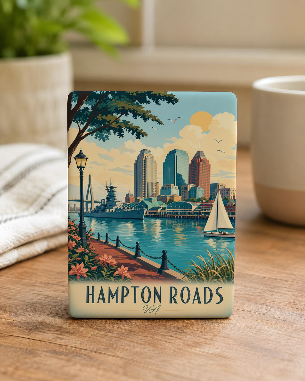 Hampton Roads VA Fridge Magnet, Hampton Roads Virginia Souvenir Magnet, Coastal Virginia Travel Gift, Hampton Roads Keepsake Magnet