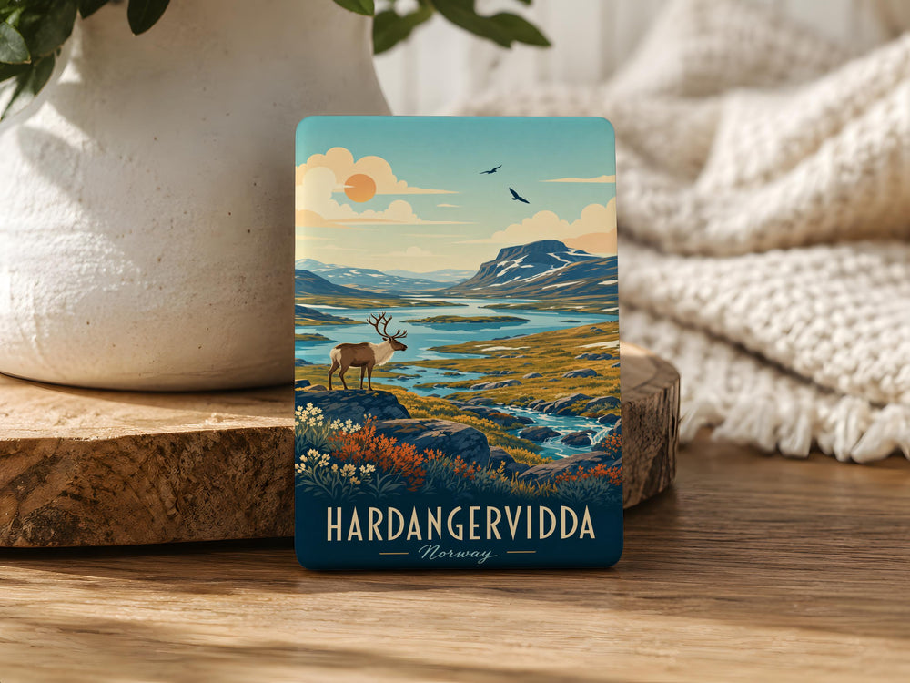 Hardangervidda National Park Fridge Magnet, Norway Mountain Plateau Landscape Souvenir Magnet, Scandinavian Nature Travel Gift