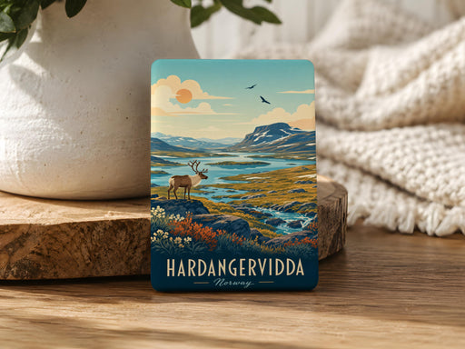 Hardangervidda National Park Fridge Magnet, Norway Mountain Plateau Landscape Souvenir Magnet, Scandinavian Nature Travel Gift