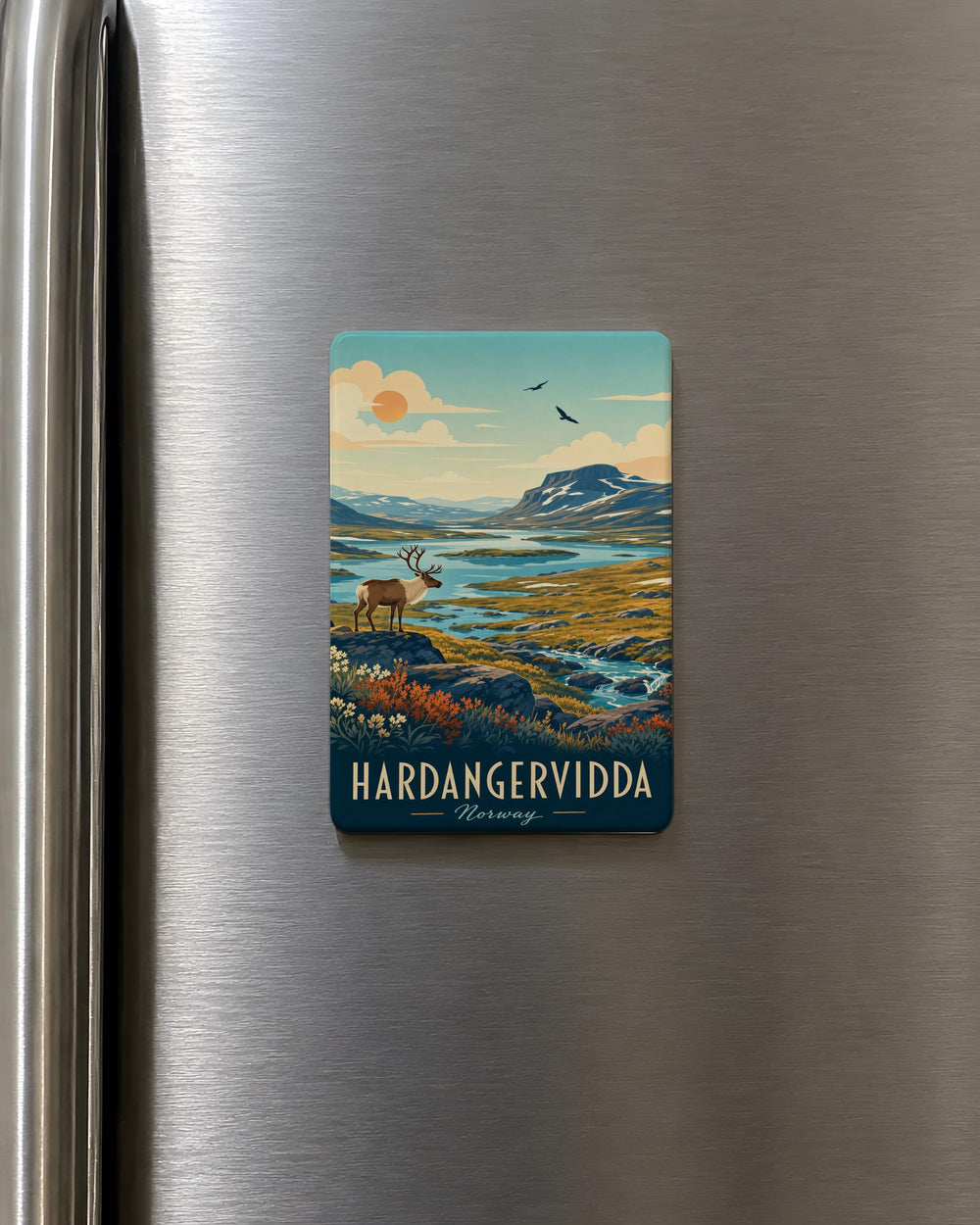 Hardangervidda National Park Fridge Magnet, Norway Mountain Plateau Landscape Souvenir Magnet, Scandinavian Nature Travel Gift