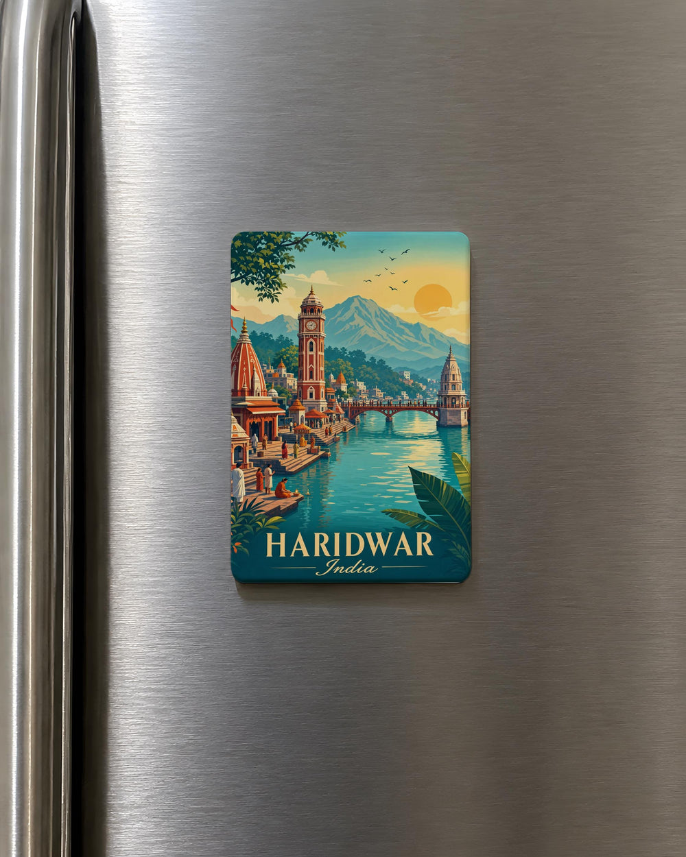 Haridwar India Fridge Magnet, Holy Ganges River Pilgrimage Souvenir, Har Ki Pauri Landmark Travel Keepsake