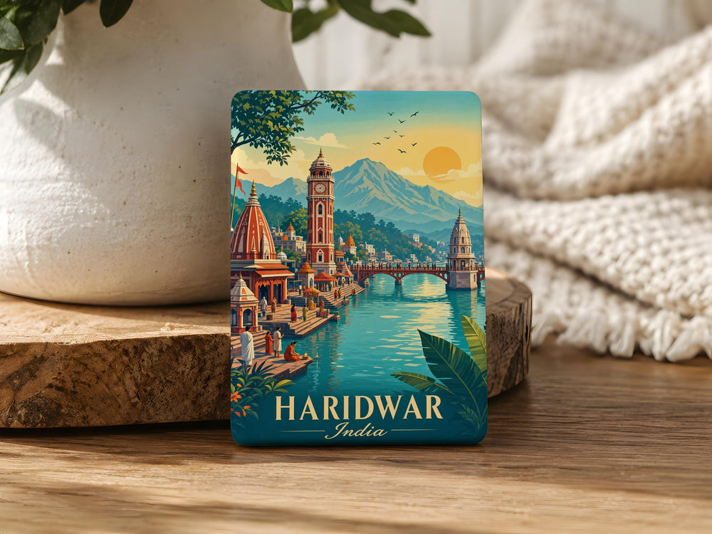 Haridwar India Fridge Magnet, Holy Ganges River Pilgrimage Souvenir, Har Ki Pauri Landmark Travel Keepsake