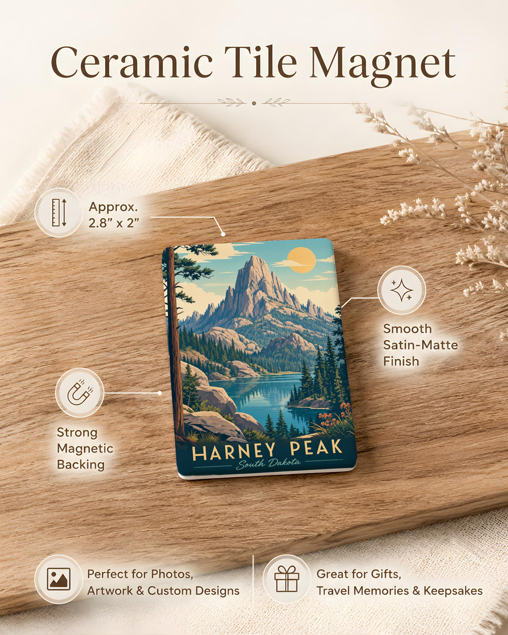 Harney Peak Fridge Magnet, South Dakota Black Hills Landmark Souvenir Magnet, Hiking Mountain Summit Keepsake Gift
