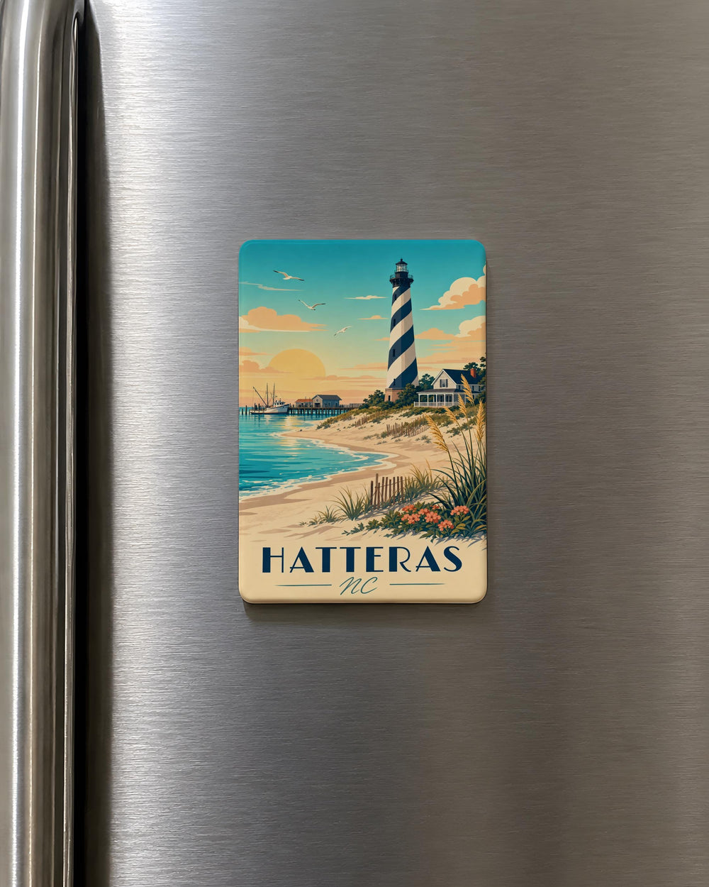 Hatteras NC Fridge Magnet, Cape Hatteras North Carolina Souvenir Magnet, Outer Banks Vacation Travel Keepsake Magnet