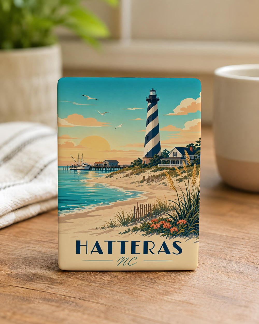 Hatteras NC Fridge Magnet, Cape Hatteras North Carolina Souvenir Magnet, Outer Banks Vacation Travel Keepsake Magnet