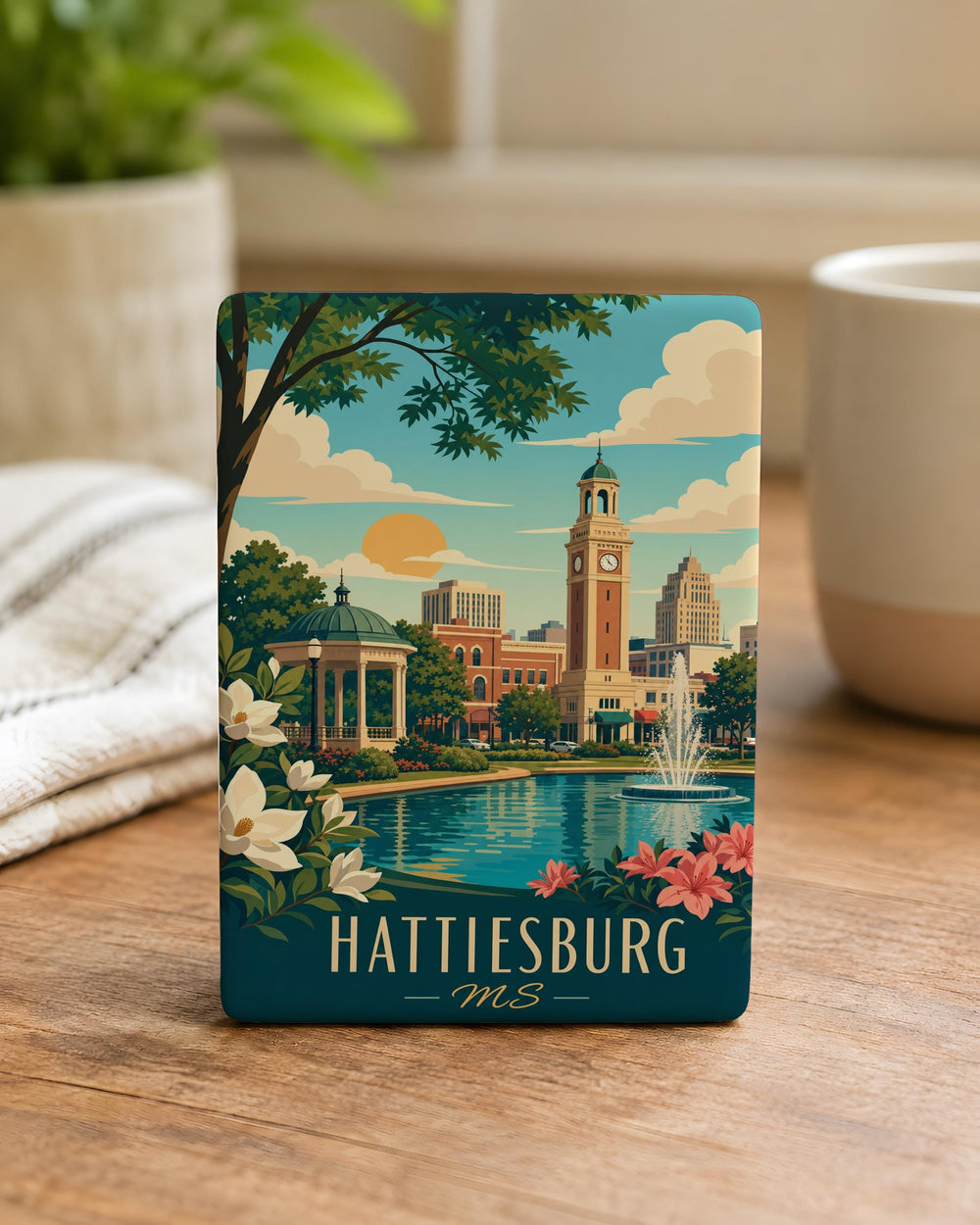 Hattiesburg MS Fridge Magnet, Hattiesburg Mississippi Souvenir Magnet, Hometown Travel Gift, City Landmark Keepsake Magnet