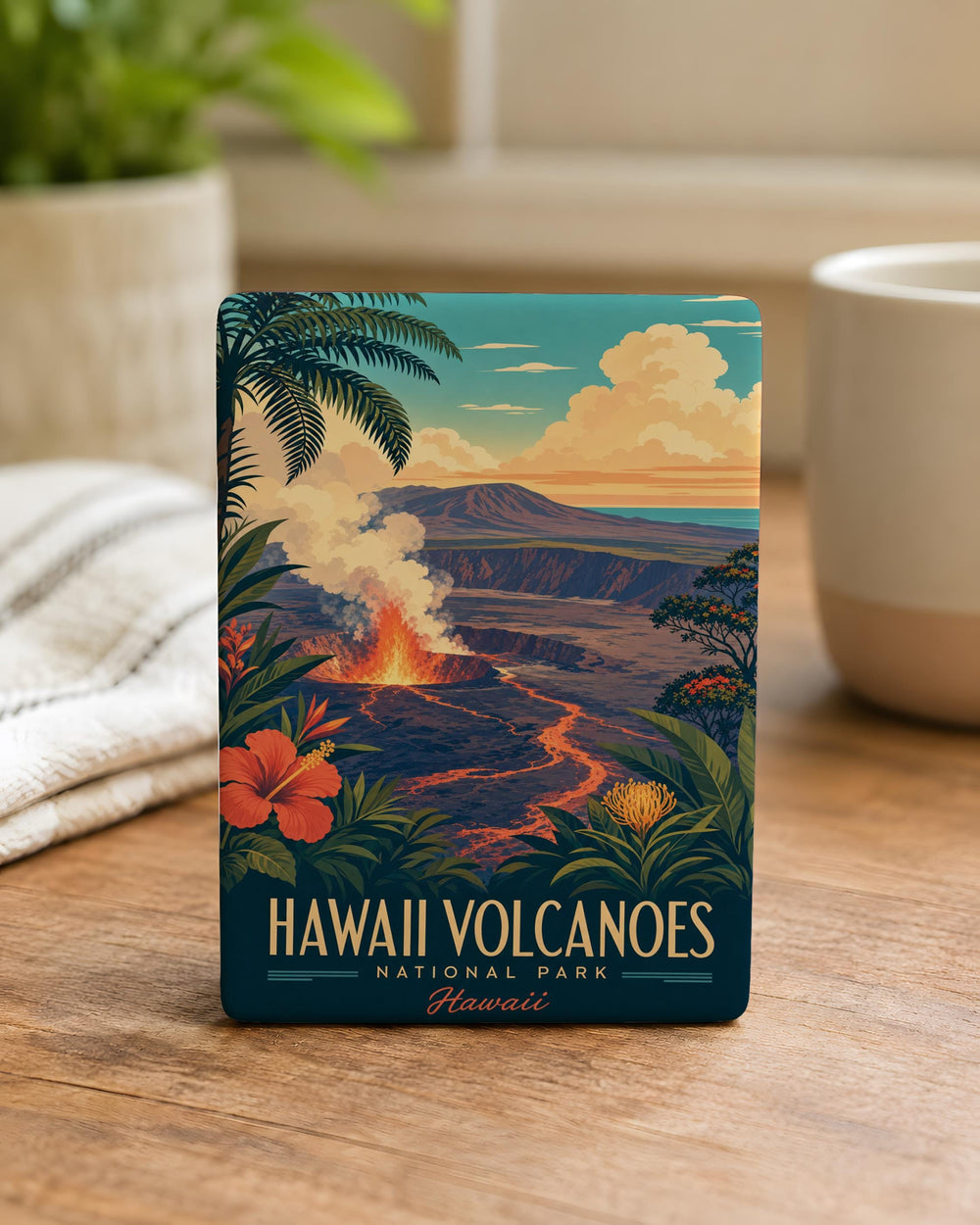 Hawaii Volcanoes National Park Fridge Magnet, Kilauea Volcano Lava Landscape Souvenir Magnet, Big Island Hawaii Travel Gift