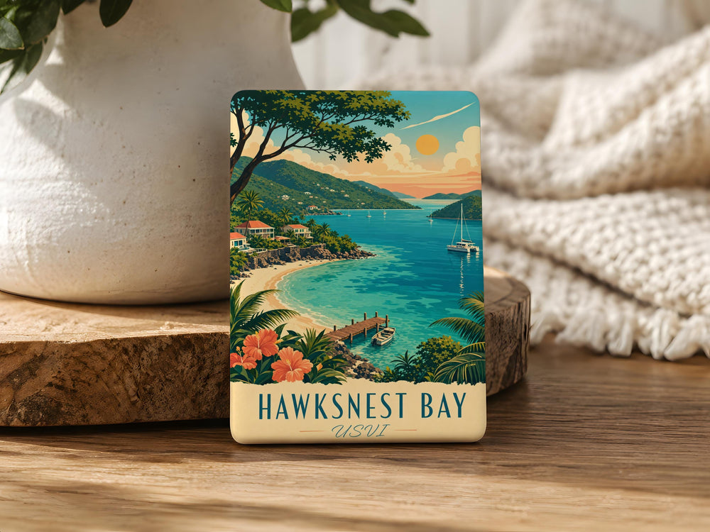 Hawksnest Bay USVI Fridge Magnet, U.S. Virgin Islands Beach Souvenir Magnet, St John Travel Keepsake Magnet
