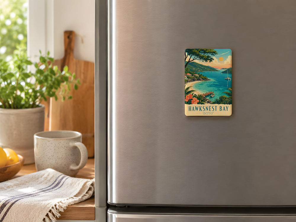 Hawksnest Bay USVI Fridge Magnet, U.S. Virgin Islands Beach Souvenir Magnet, St John Travel Keepsake Magnet
