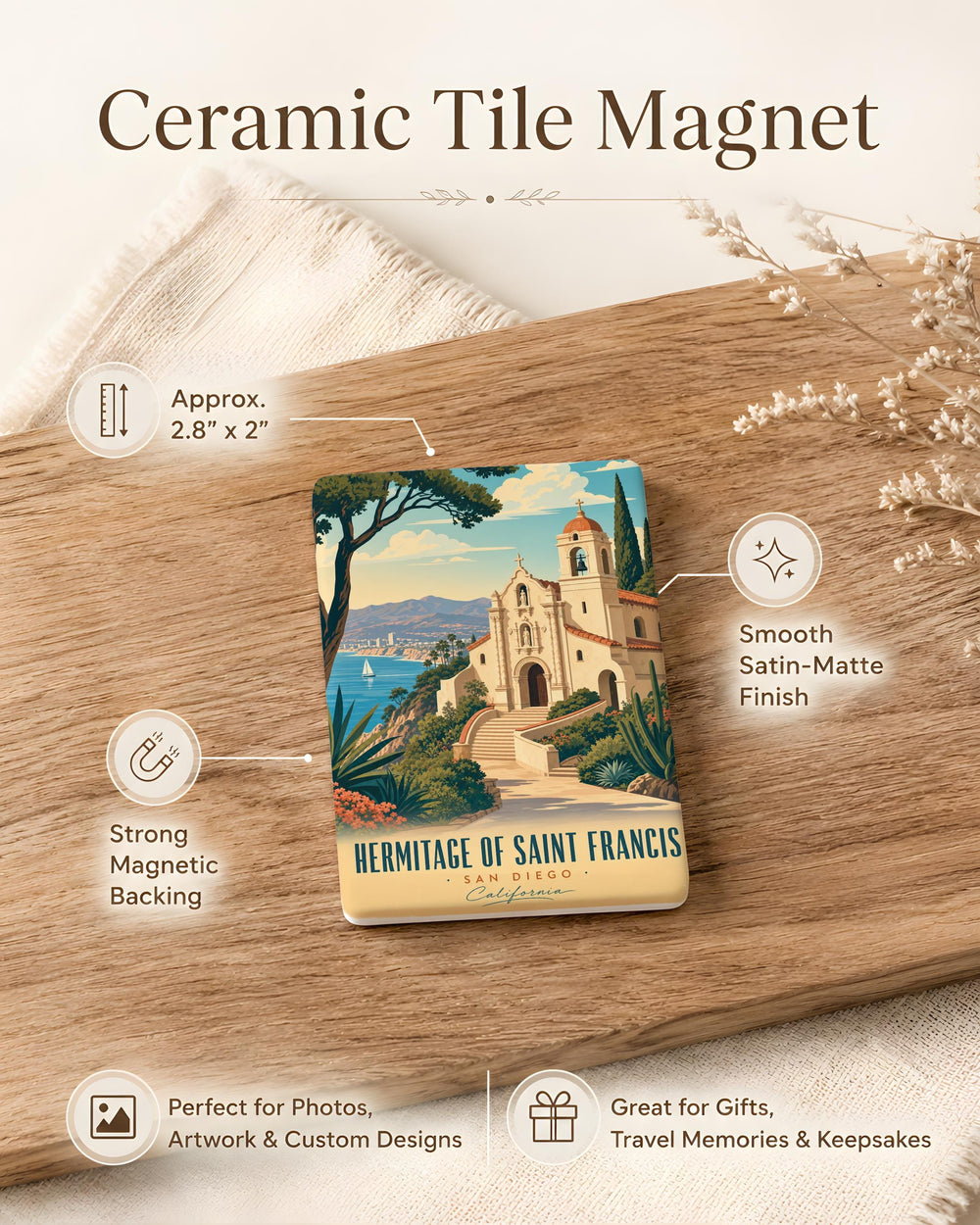 Hermitage of Saint Francis Fridge Magnet, Saint Francis Hermitage Souvenir Magnet, Religious Landmark Travel Keepsake Magnet