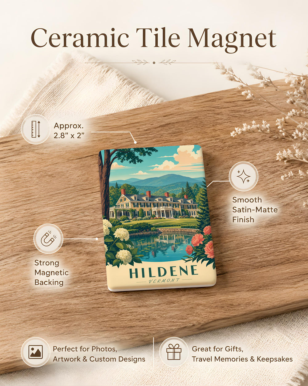 Hildene Estate Fridge Magnet, The Lincoln Family Home in Manchester Vermont Souvenir Magnet, Historic Mansion Gift