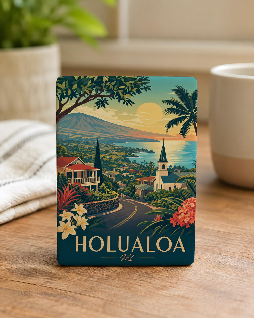 Holualoa HI Fridge Magnet, Holualoa Hawaii Souvenir Magnet, Big Island Hawaii Travel Gift, Holualoa Town Keepsake Magnet