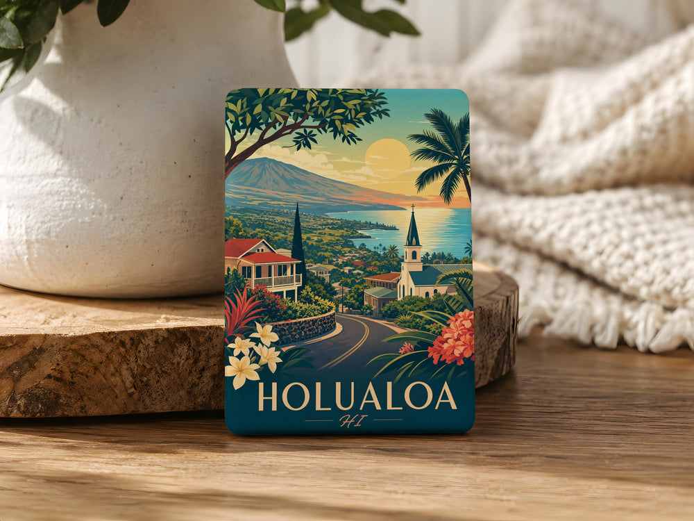 Holualoa HI Fridge Magnet, Holualoa Hawaii Souvenir Magnet, Big Island Hawaii Travel Gift, Holualoa Town Keepsake Magnet