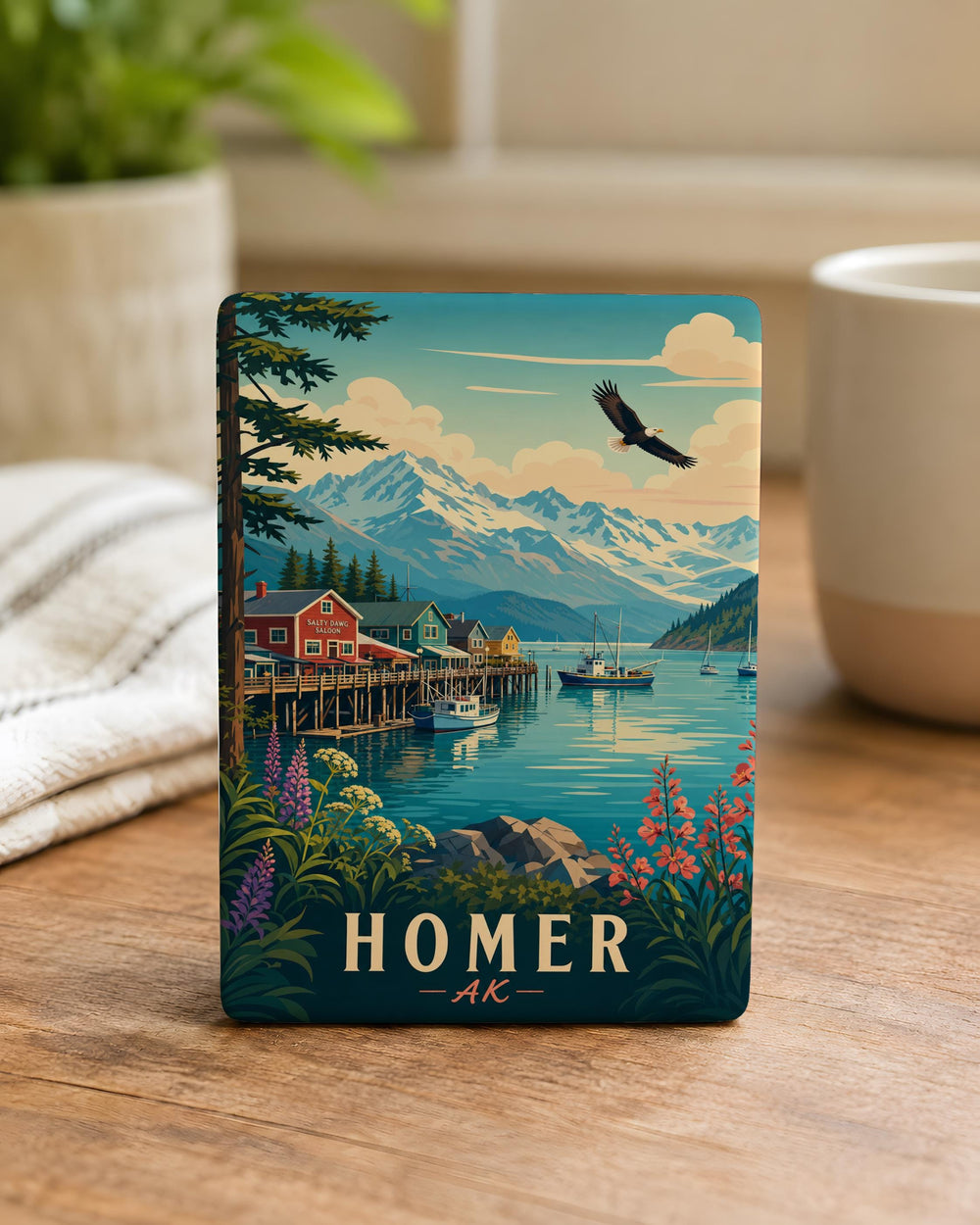 Homer Alaska Fridge Magnet, Homer AK Souvenir Magnet, Kachemak Bay Travel Gift, Alaska Coastal Town Keepsake Magnet