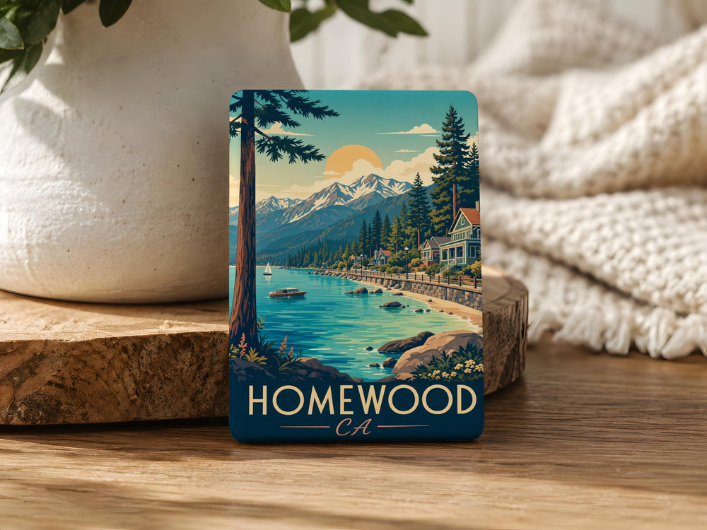 Homewood CA Fridge Magnet, Lake Tahoe California Souvenir Magnet, Homewood Tahoe Gift, Sierra Nevada Travel Keepsake Magnet