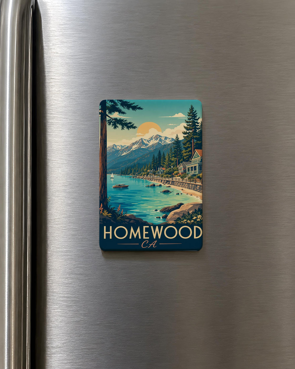 Homewood CA Fridge Magnet, Lake Tahoe California Souvenir Magnet, Homewood Tahoe Gift, Sierra Nevada Travel Keepsake Magnet