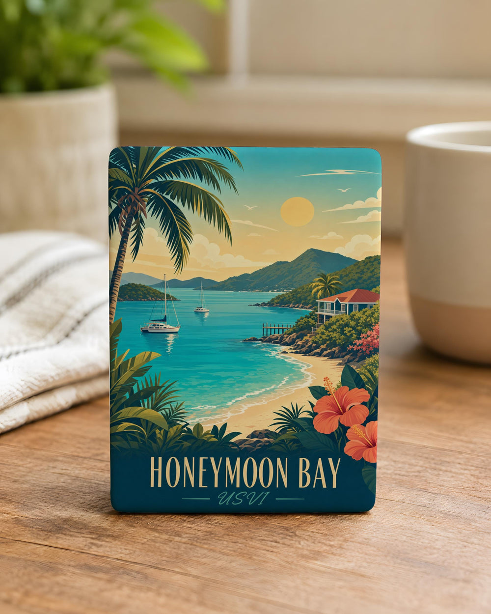 Honeymoon Bay USVI Fridge Magnet, U.S. Virgin Islands Beach Souvenir Magnet, Tropical Island Travel Keepsake Gift
