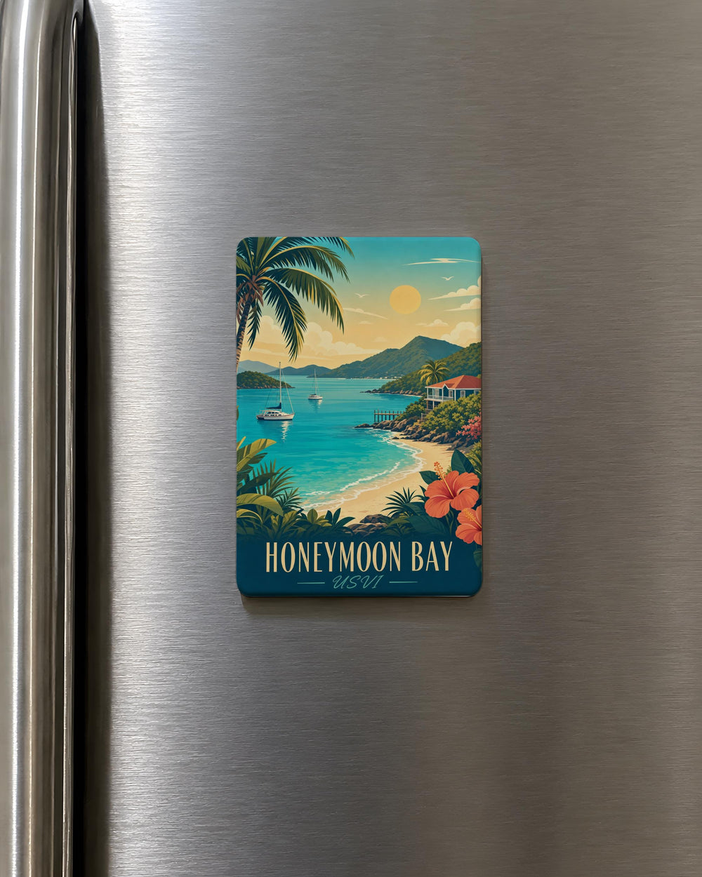 Honeymoon Bay USVI Fridge Magnet, U.S. Virgin Islands Beach Souvenir Magnet, Tropical Island Travel Keepsake Gift