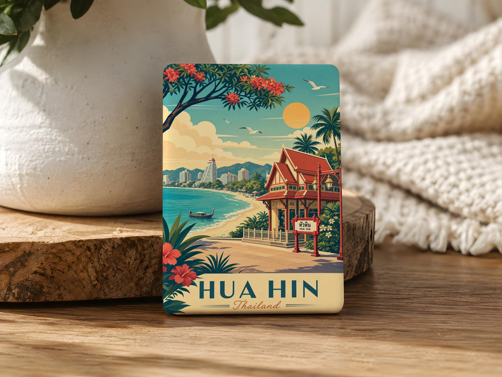 Hua Hin Thailand Fridge Magnet, Hua Hin Beach Souvenir Magnet, Thailand Travel Gift, Coastal Town Vacation Keepsake Magnet