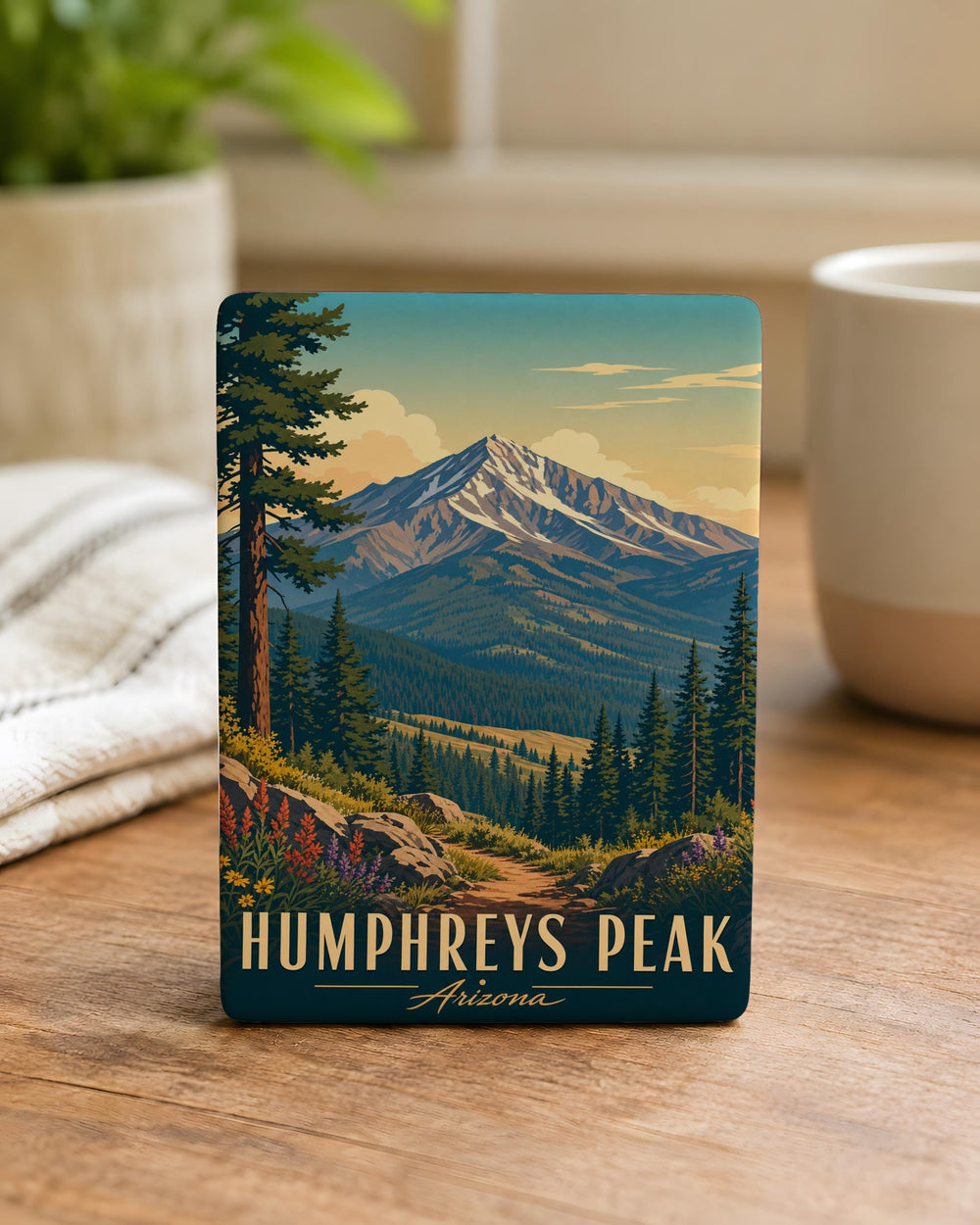 Humphreys Peak Arizona Fridge Magnet, Flagstaff Mountain Souvenir Magnet, Arizona Landmark Refrigerator Magnet