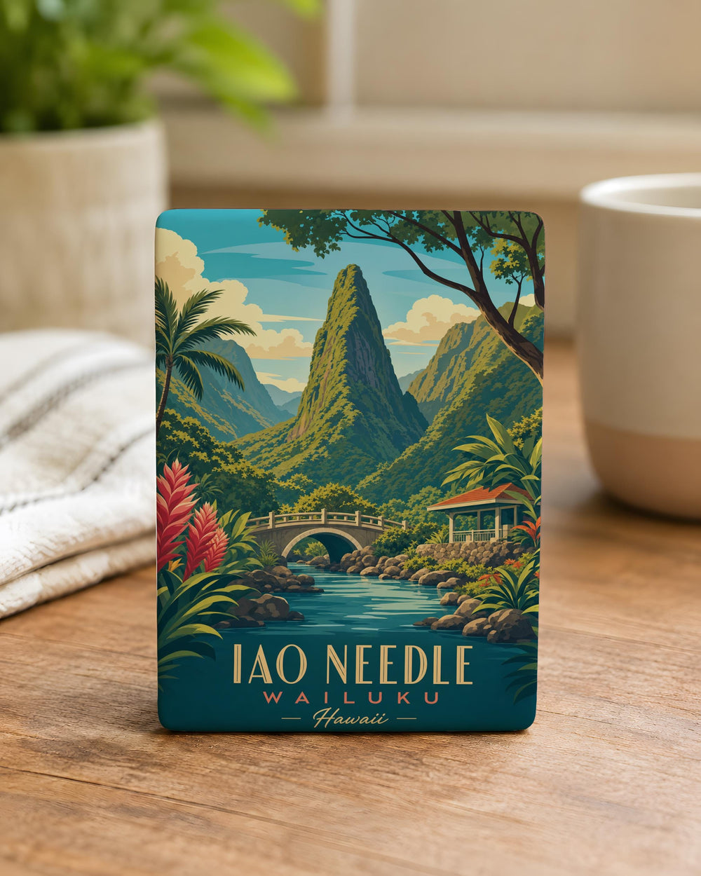 Iao Needle Fridge Magnet, Maui Hawaii Landmark Souvenir Magnet, Mountain Peak Travel Gift, Island Keepsake Magnet