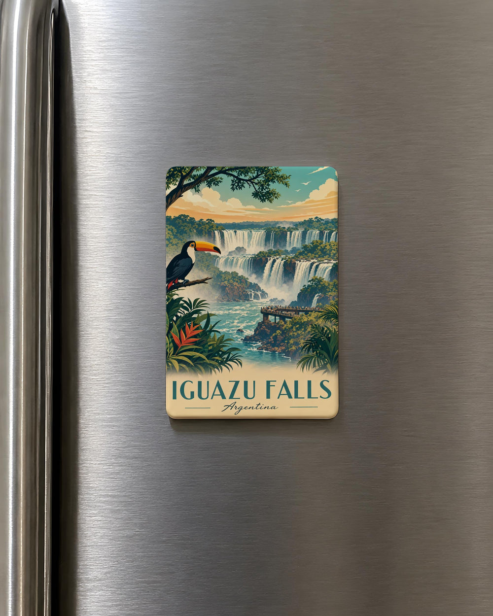 Iguazu Falls Fridge Magnet, Iguazu Waterfalls Souvenir, Argentina Brazil Travel Gift, Nature Landmark Magnet