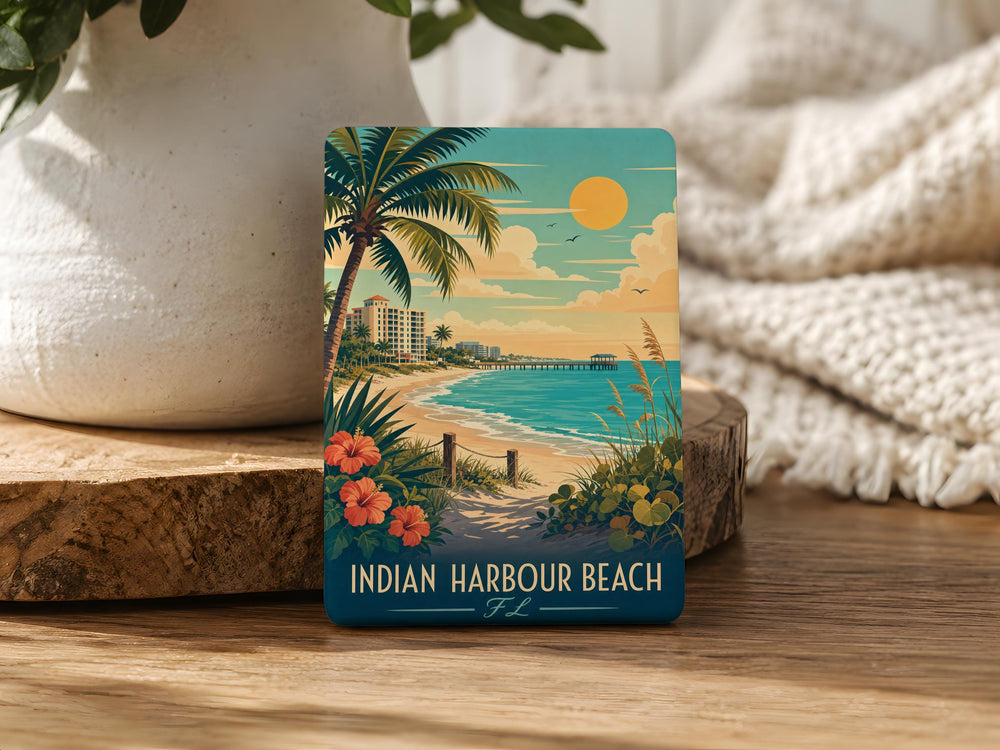 Indian Harbour Beach FL Fridge Magnet, Florida Coastal Souvenir Magnet, Beach Town Travel Keepsake Gift
