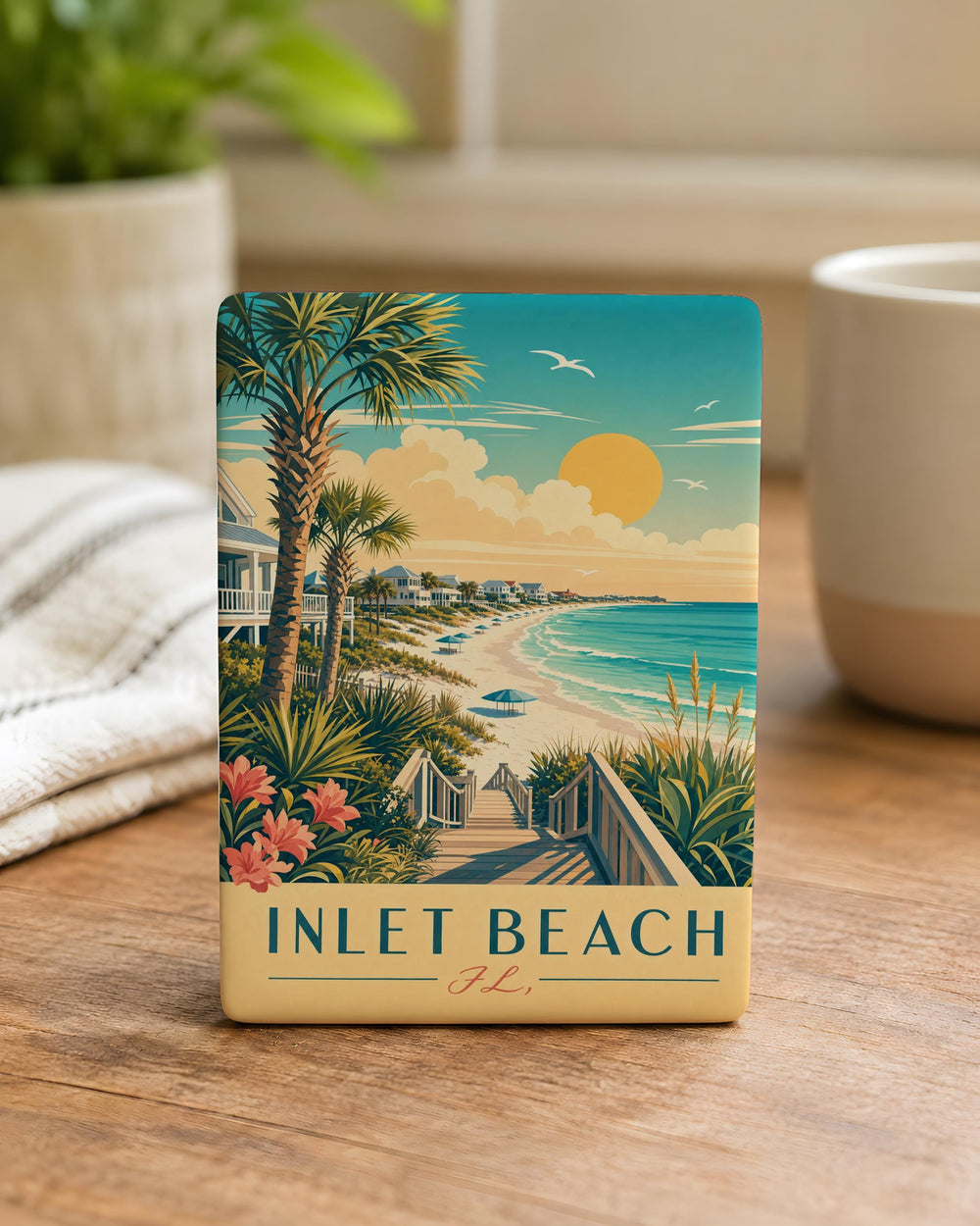 Inlet Beach Florida Fridge Magnet, Inlet Beach FL Souvenir Magnet, Coastal Beach Town Vacation Travel Keepsake Gift