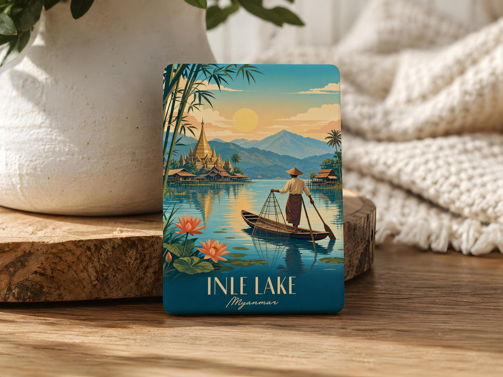 Inle Lake Myanmar Fridge Magnet, Shan State Travel Souvenir, Burmese Lake Scene, Myanmar Landmark Keepsake Magnet