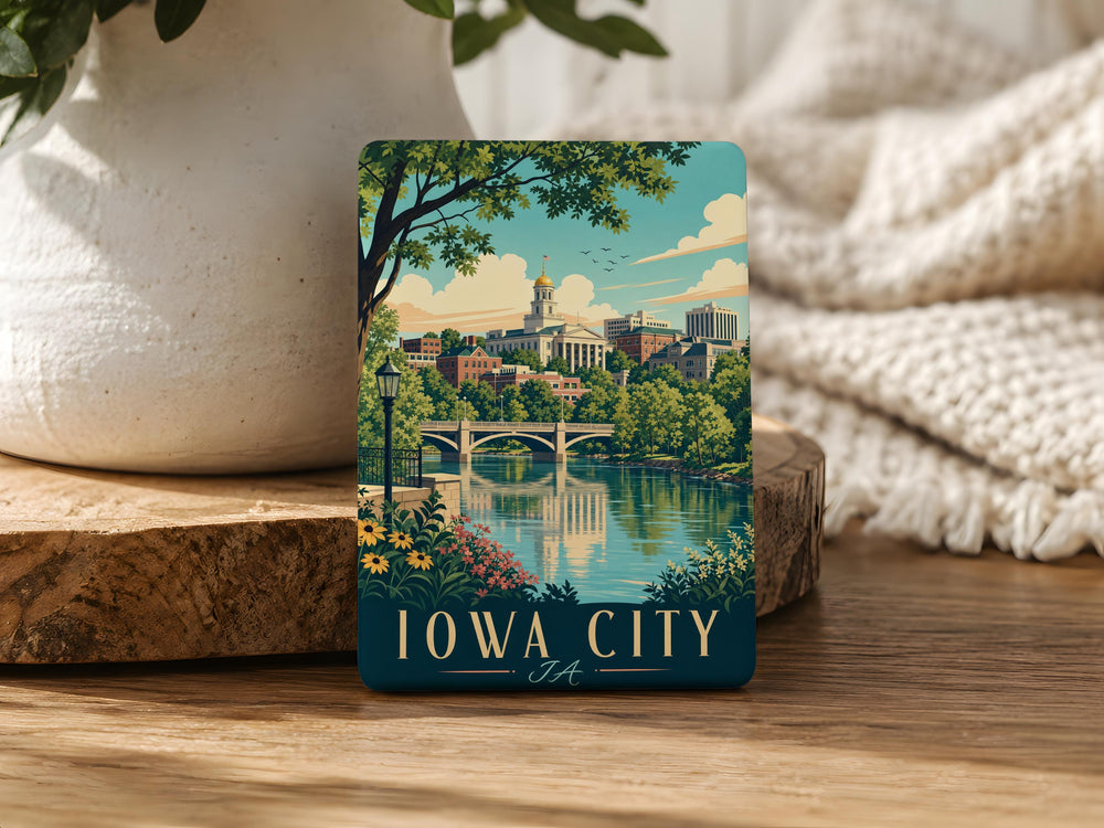 Iowa City IA Fridge Magnet, Iowa City Souvenir Magnet, Iowa City Iowa Travel Gift, Iowa City Landmark Magnet