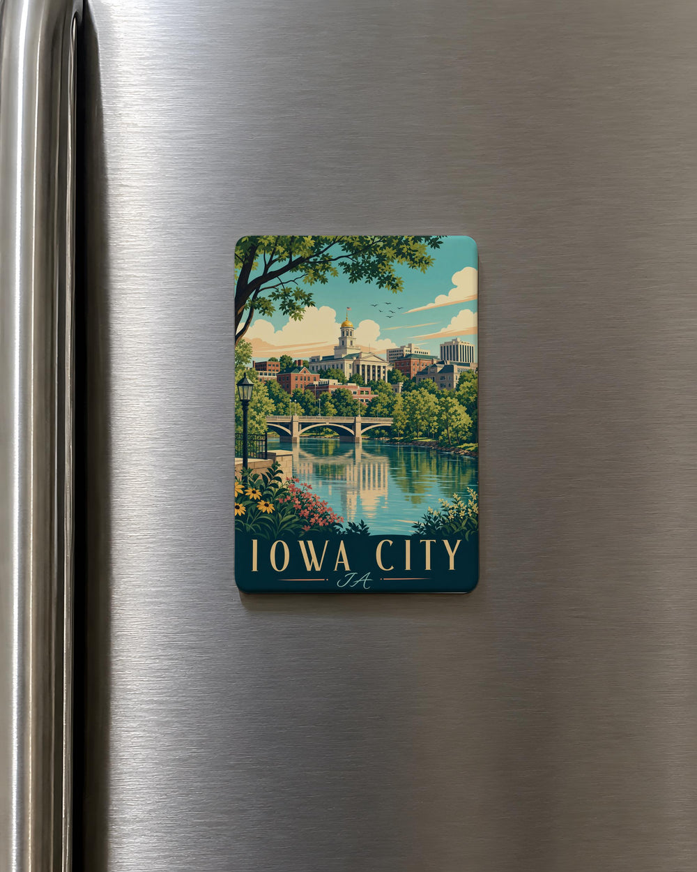 Iowa City IA Fridge Magnet, Iowa City Souvenir Magnet, Iowa City Iowa Travel Gift, Iowa City Landmark Magnet