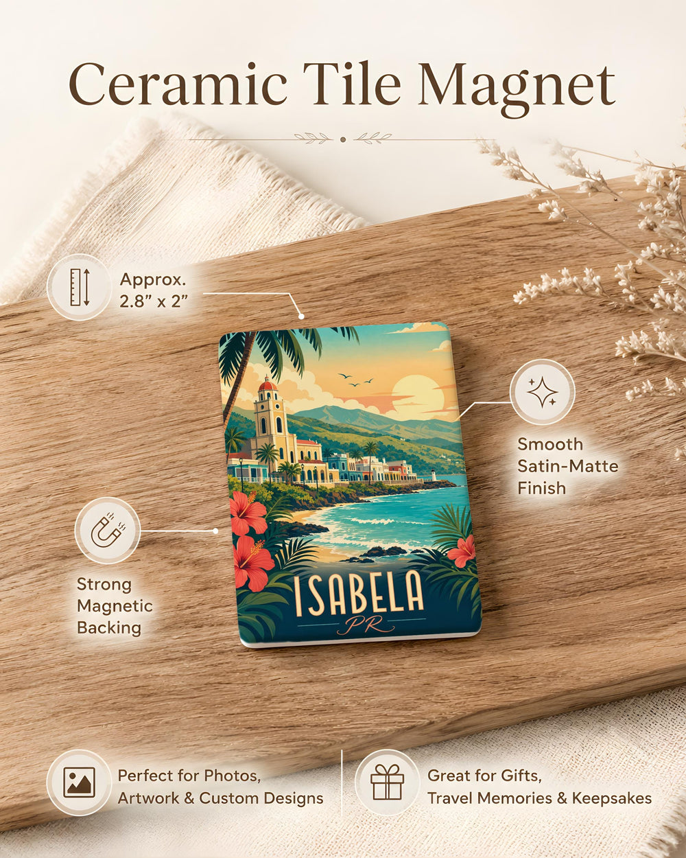 Isabela Puerto Rico Fridge Magnet, Isabela PR Souvenir Magnet, Puerto Rico Travel Keepsake, Caribbean Vacation Gift