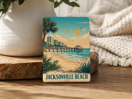 Jacksonville Beach FL Fridge Magnet, Jacksonville Beach Florida Souvenir Magnet, Beach Town Travel Keepsake Magnet