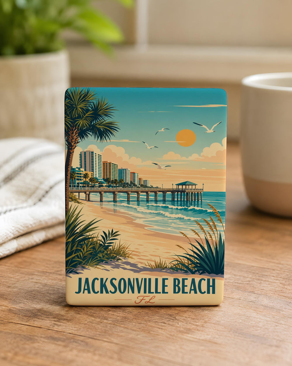 Jacksonville Beach FL Fridge Magnet, Jacksonville Beach Florida Souvenir Magnet, Beach Town Travel Keepsake Magnet
