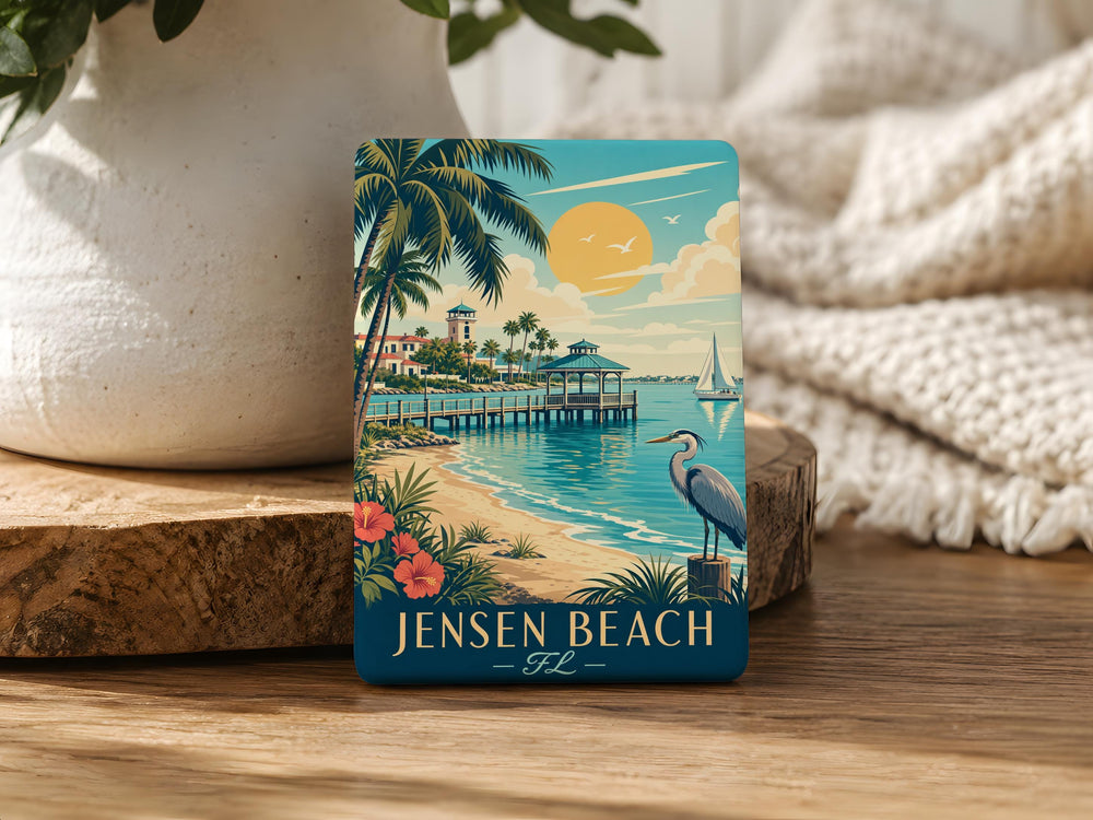 Jensen Beach FL Fridge Magnet, Jensen Beach Florida Souvenir Magnet, Coastal Beach Town Travel Gift, Florida Vacation Keepsake