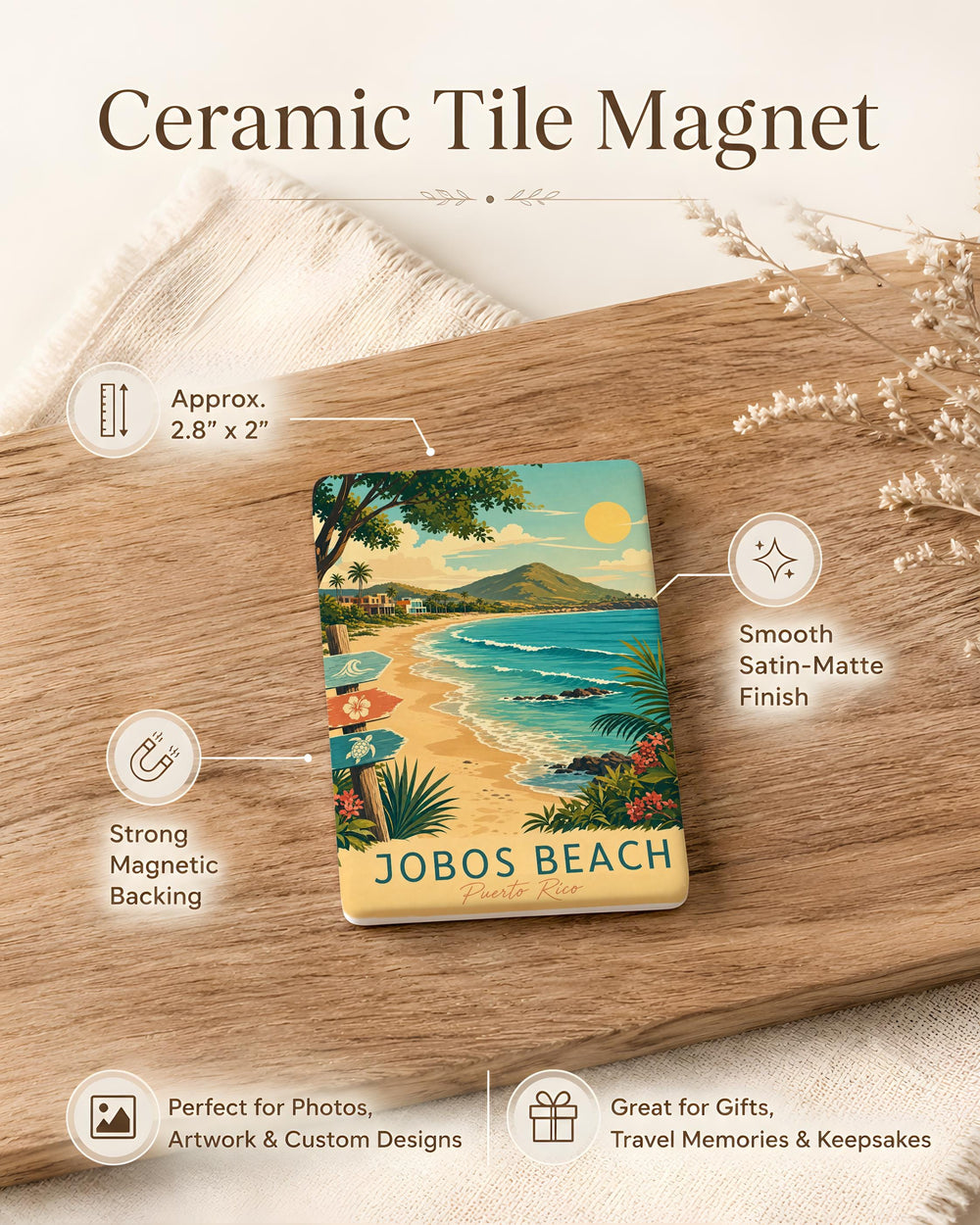 Jobos Beach Puerto Rico Fridge Magnet, PR Coastal Beach Souvenir Magnet, Jobos Beach Travel Keepsake Gift