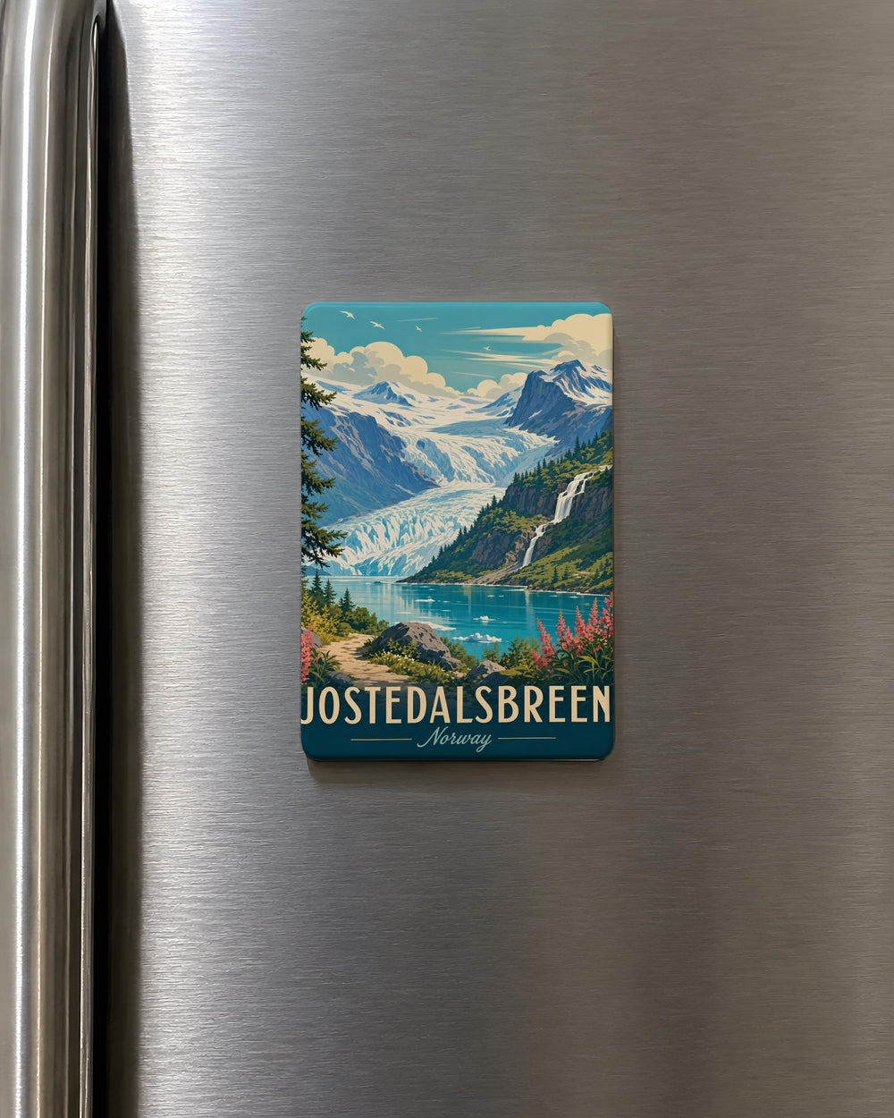 Jostedalsbreen National Park Fridge Magnet, Norway Glacier Landscape Souvenir Magnet, Scandinavian Nature Travel Keepsake