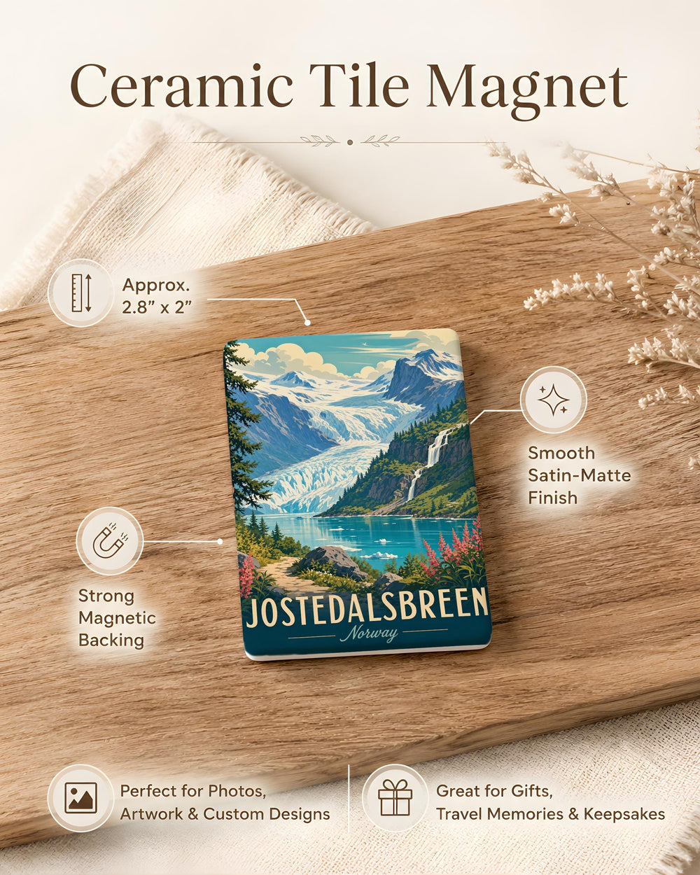 Jostedalsbreen National Park Fridge Magnet, Norway Glacier Landscape Souvenir Magnet, Scandinavian Nature Travel Keepsake