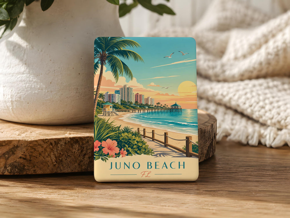 Juno Beach Florida Fridge Magnet, Juno Beach FL Souvenir Magnet, Coastal Beach Town Travel Gift, Palm Beach County Keepsake Magnet