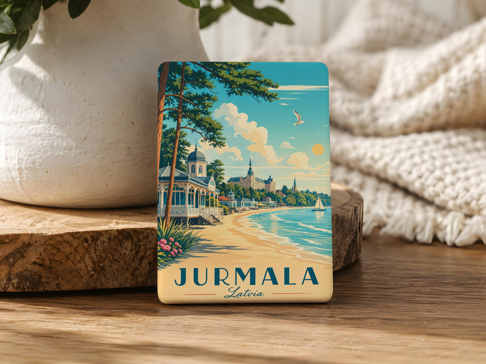 Jurmala Latvia Fridge Magnet, Jurmala Beach Souvenir, Baltic Sea Coastal Travel Gift, Latvia Vacation Keepsake Magnet