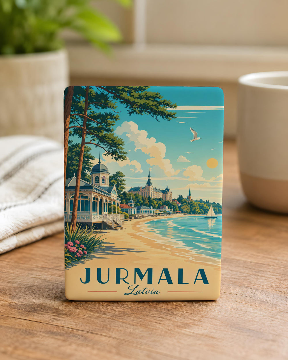 Jurmala Latvia Fridge Magnet, Jurmala Beach Souvenir, Baltic Sea Coastal Travel Gift, Latvia Vacation Keepsake Magnet