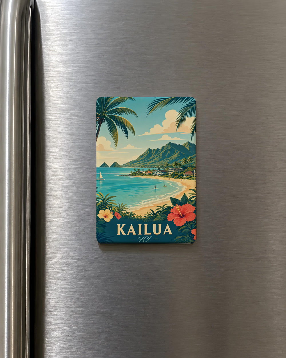 Kailua HI Fridge Magnet, Kailua Hawaii Souvenir Magnet, Kailua Beach Travel Gift, Oahu Island Vacation Keepsake Magnet