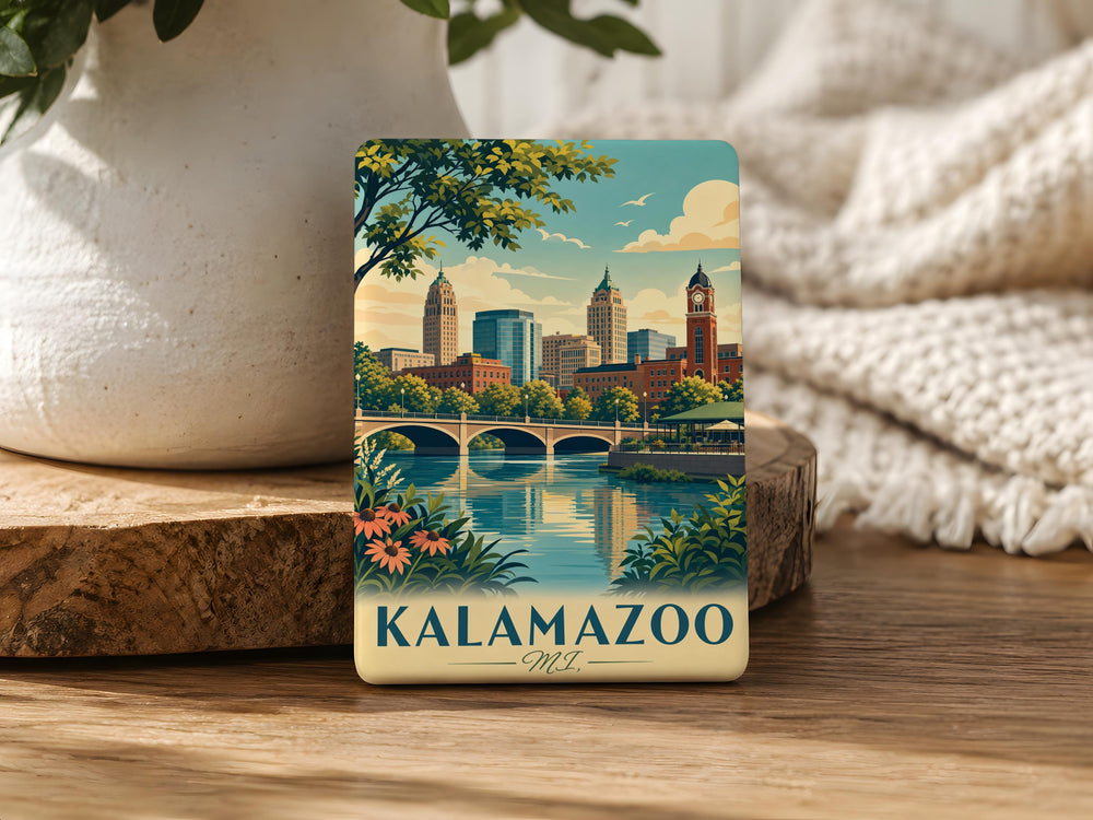 Kalamazoo Michigan Fridge Magnet, Kalamazoo MI Souvenir Magnet, Michigan Travel Gift, Kalamazoo City Keepsake Magnet